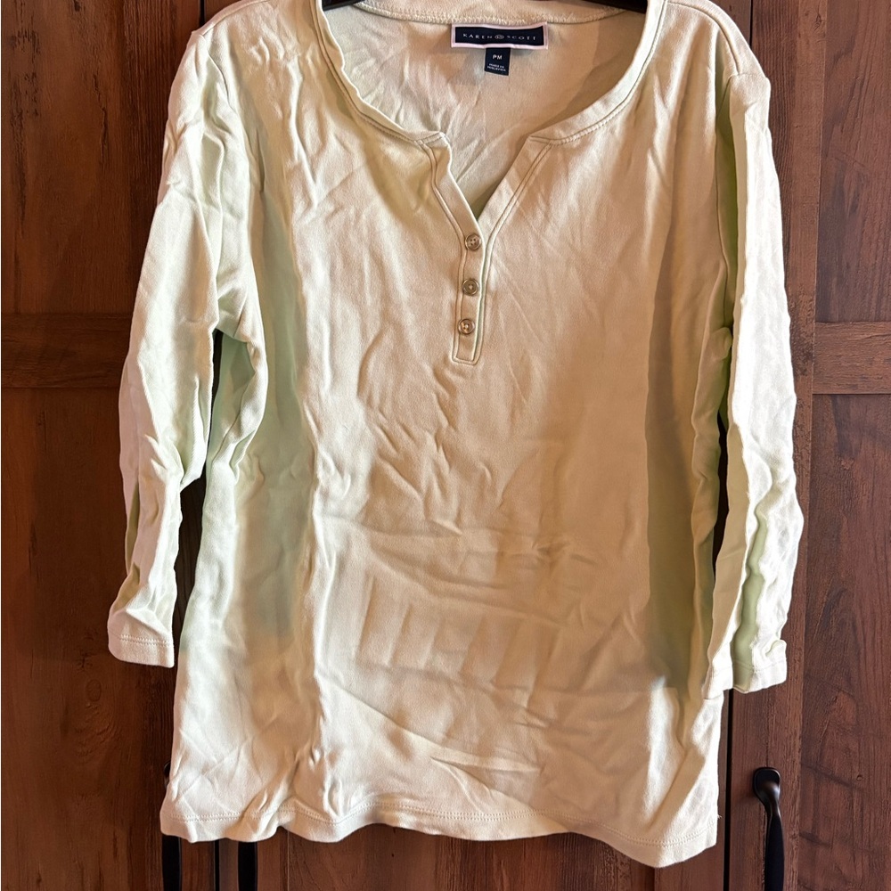 Karen Scott Mint Green Button-Front Tunic